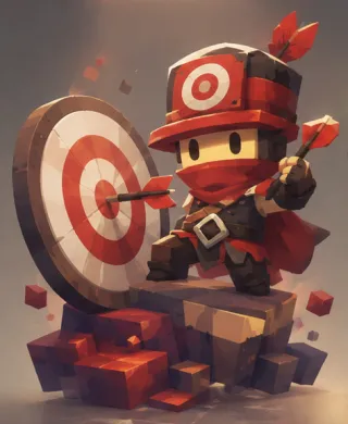 Deadeye class character in red beside a dartboard